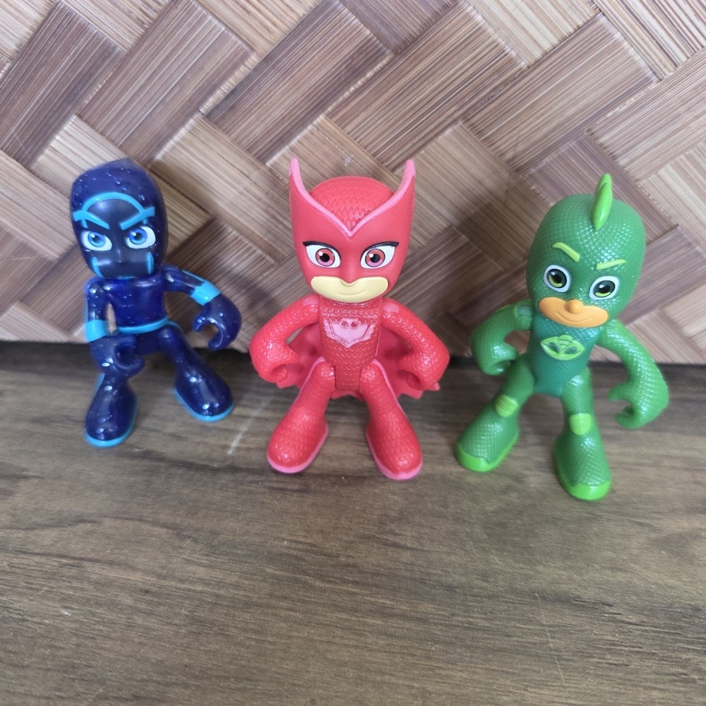 Just Play Frog Box PJ Masks Figures Cat Boy Gekko Owlette 3" Used Plastic Toys
